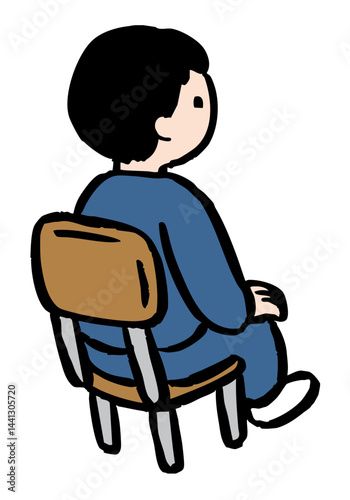 椅子に座る男の子のベクターイラスト