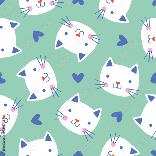 White Cat Pattern Kitten Background