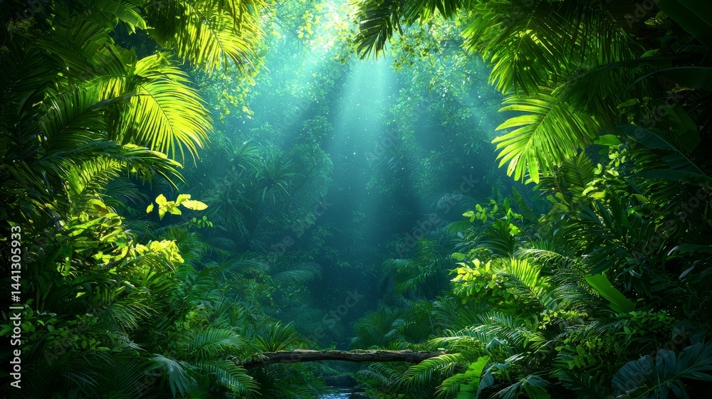 Obraz premium Vibrant Lush Forest Sunlight