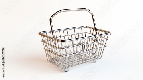Realistic Aluminium Shopping Basket in High Quality Photography for Commercial and Creative Use