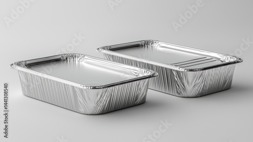 Realistic Aluminium Foil Packaging Trays for Food Storage and Cooking in High-Quality Photography