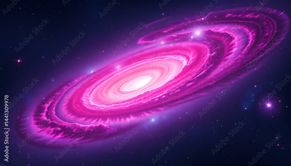 Obraz premium Magnificent Spiral Galaxy in Vivid Pink Hues