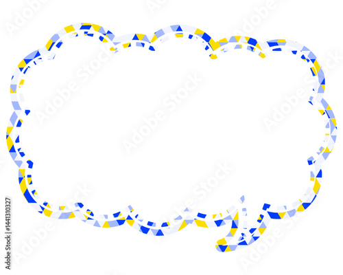 ステンドグラス風吹き出し　三角形模様　細長い雲形
