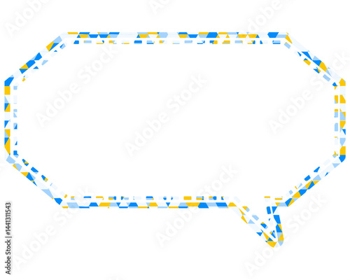 ステンドグラス風吹き出し　三角形模様　細長い八角形