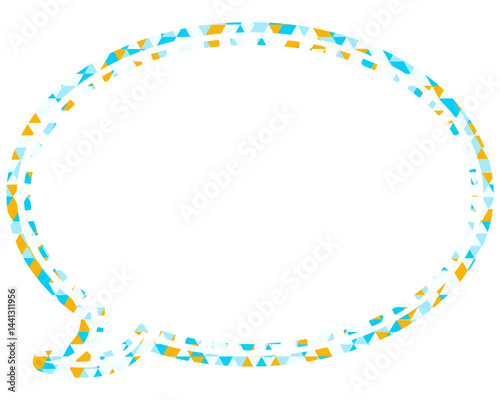 ステンドグラス風吹き出し　三角形模様　丸形