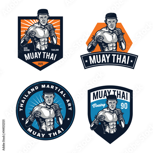 muay thai martial art badge design