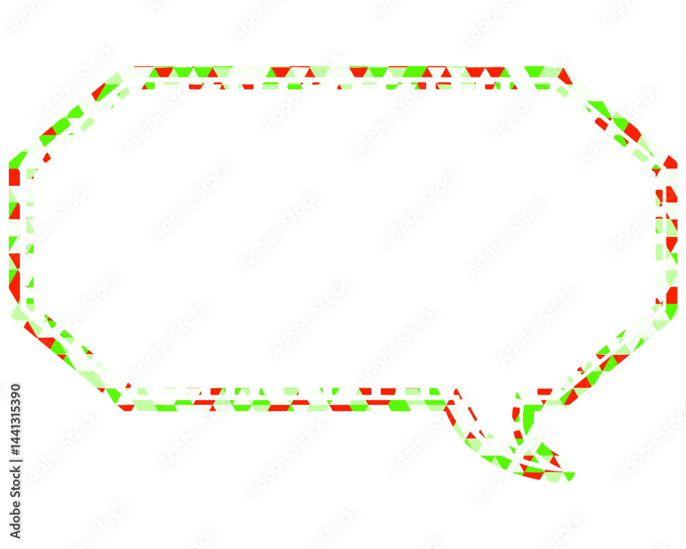 Fototapeta premium ステンドグラス風吹き出し 三角形模様 細長い八角形