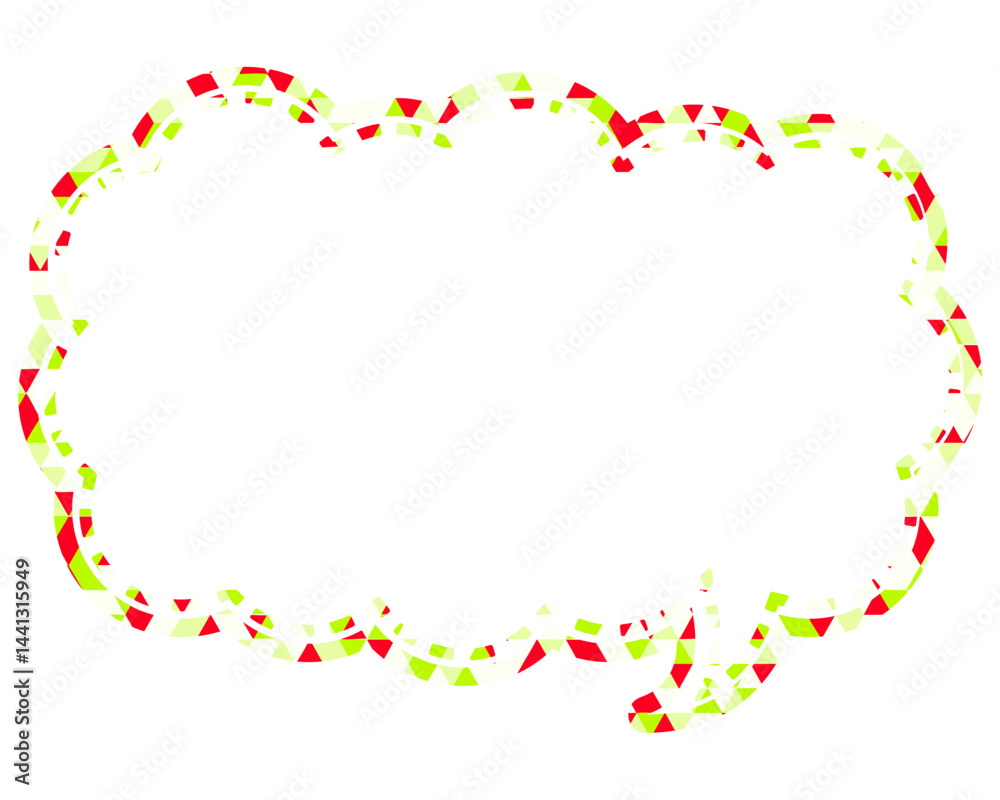 Fototapeta premium ステンドグラス風吹き出し 三角形模様 細長い雲形