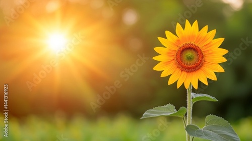 Single Flower in a Field During Sunset, Golden Hour Lighting