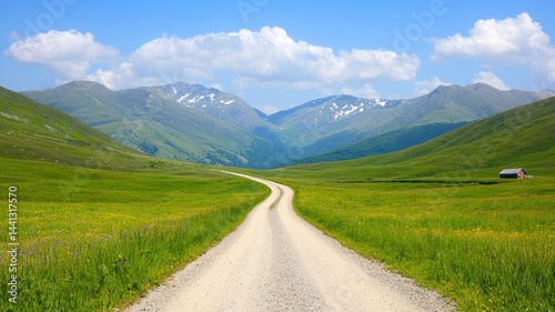 Serene Mountain Scenery with Winding Path