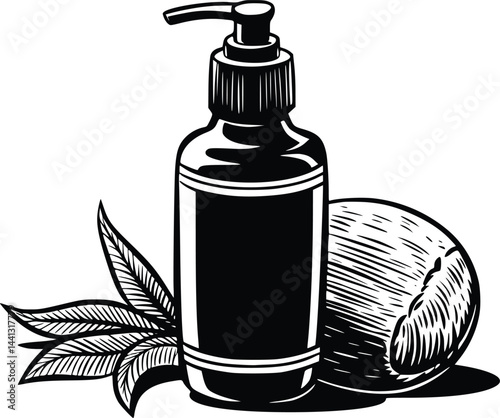 Black and white bold vector of a sunscreen bottle, isolated on white background.
