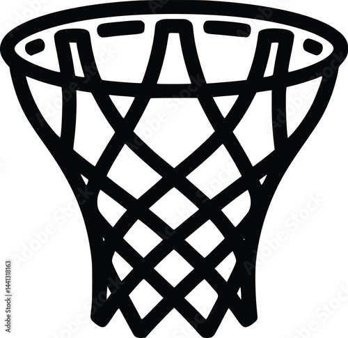 Black and white bold vector of a basketball hoop, isolated on white background. photo