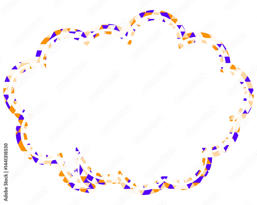 Fototapeta premium ステンドグラス風吹き出し 三角形模様 丸みのある雲形