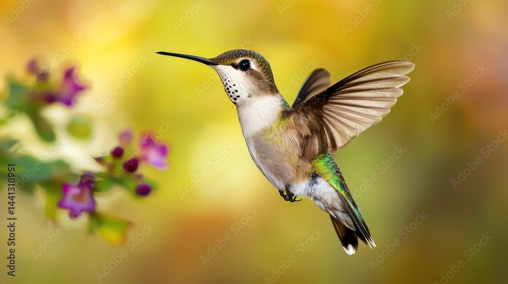 Fototapeta premium Hummingbird in Flight, Nature, Bird