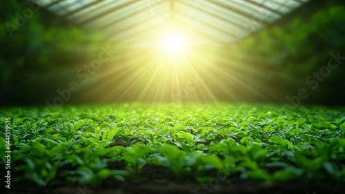 Vibrant Green Seedlings Growing Under Glass