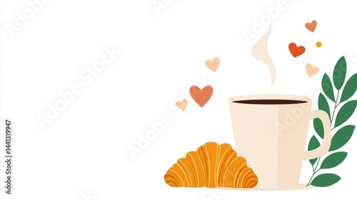 Warm Beverage And Pastry Breakfast Illustration