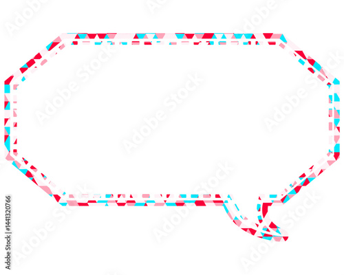 ステンドグラス風吹き出し　三角形模様　細長い八角形