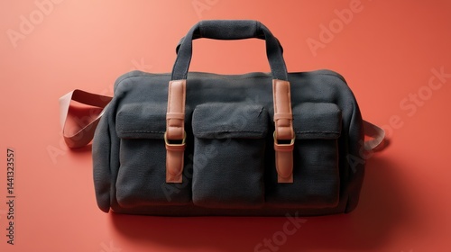 Stylish travel bag showcase topdown view modern design vibrant background fashionable concept