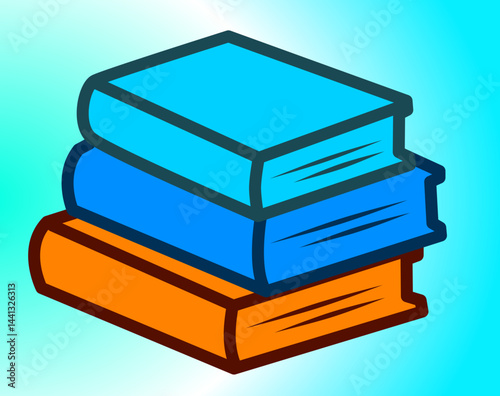 stack of colorful books with background