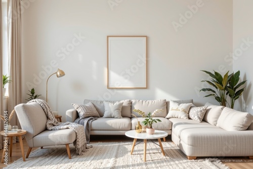 Cozy Modern Living Room with Natural Light and Minimalist Decor