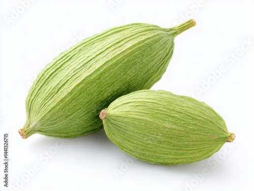Wallpaper Mural Two green cardamom pods, aromatic spice isolated on white background Torontodigital.ca