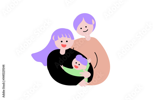 抱き合っている家族