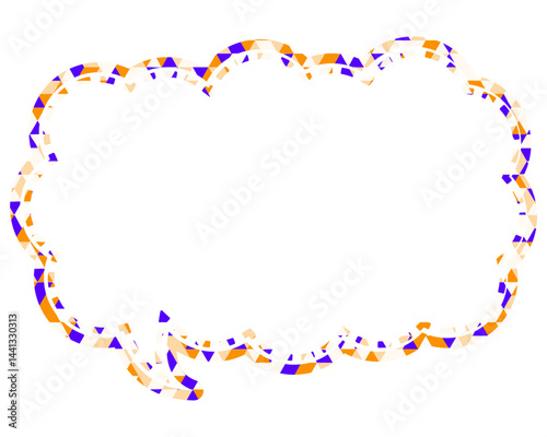 ステンドグラス風吹き出し　三角形模様　細長い雲形