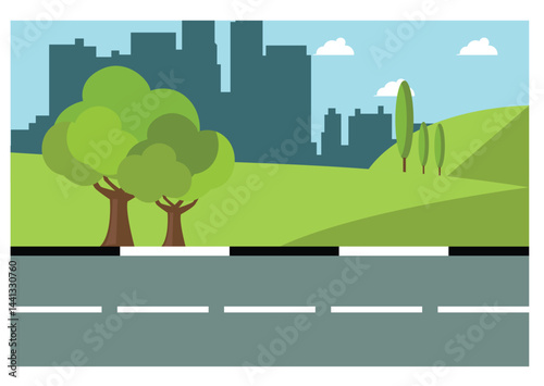 Illustration people rides a sports bike on a park road with friend, Vector Illustration
