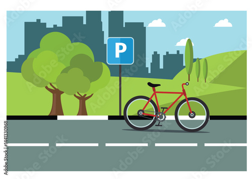 Illustration people rides a sports bike on a park road with friend, Vector Illustration