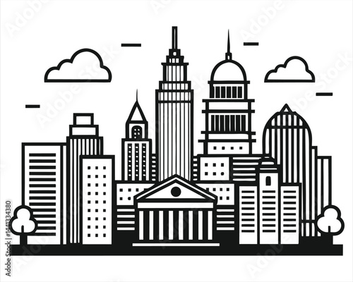 Madison Skyline Vector Illustration – Black and White City Silhouette