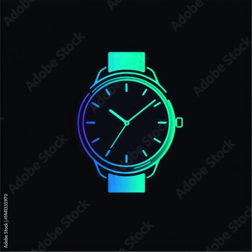 Colorful wristwatch icon graphic, modern design