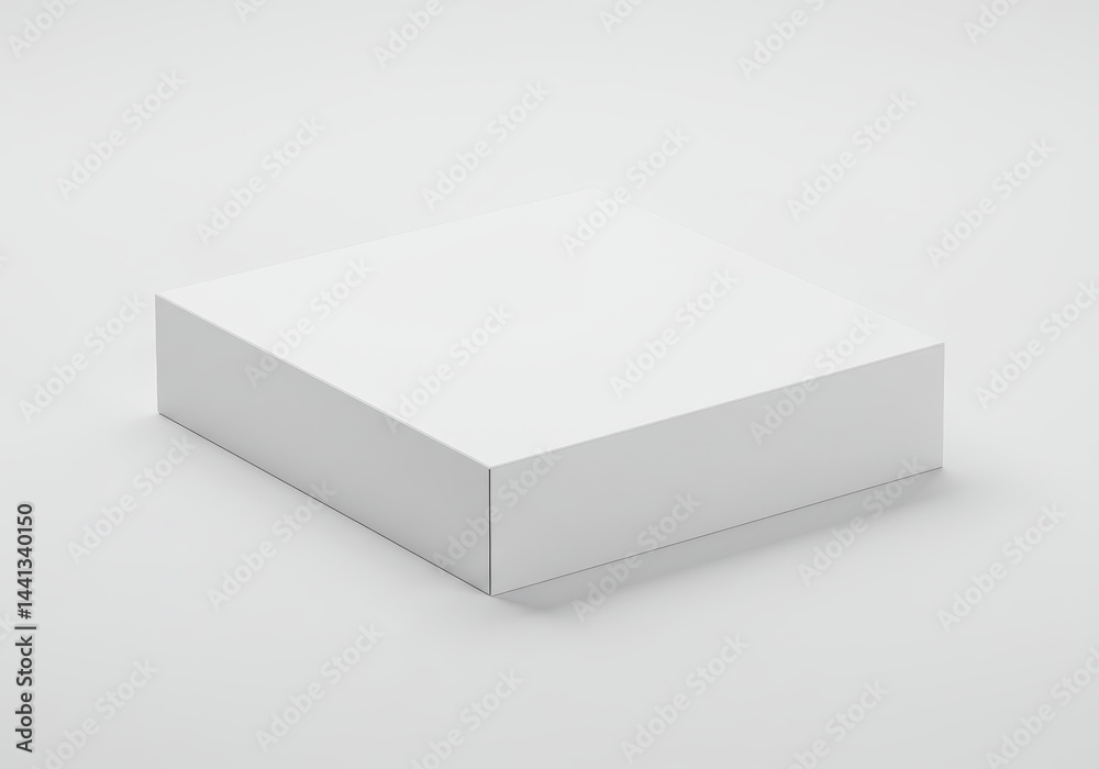 A simple studio shot of a small square white box on a white surface with soft lighting effect A simple studio shot of a small square white box on a white surface with soft lighting effect