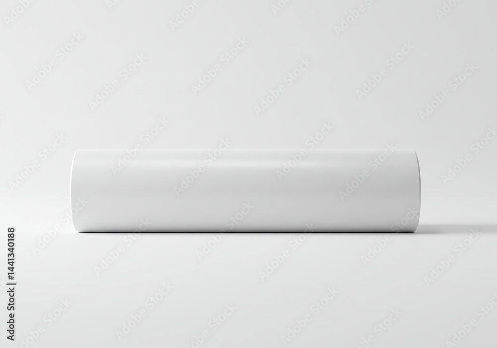 A simple studio shot featuring a white cylindrical object on a white surface with soft lighting A simple studio shot featuring a white cylindrical object on a white surface with soft lighting