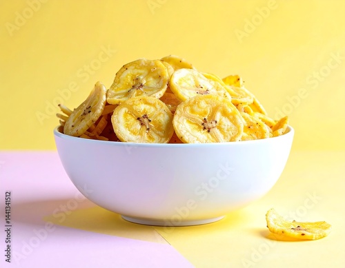 Crispy Baked Banana Chips in a Bowl Delicious Snack Food Healthy and Sweet Treat