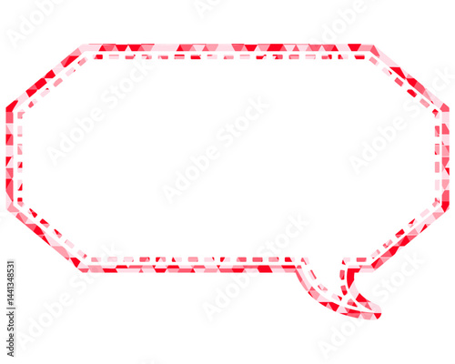 ステンドグラス風吹き出し　三角形模様　細長い八角形