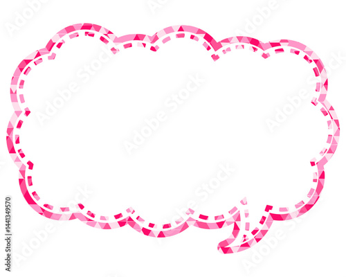 ステンドグラス風吹き出し　三角形模様　細長い雲形