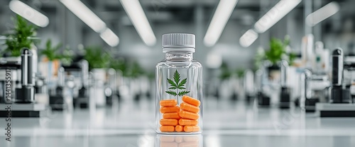 Cannabis-infused pills in a modern lab setting