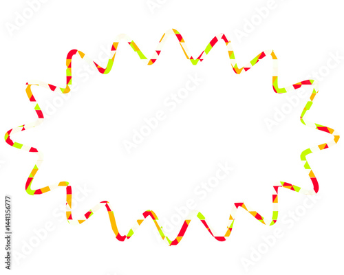 ステンドグラス風吹き出し　三角形模様　細長い丸みのあるギザギザした形