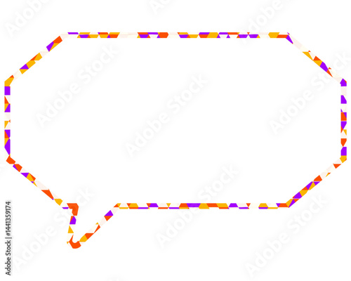 ステンドグラス風吹き出し　三角形模様　細長い八角形