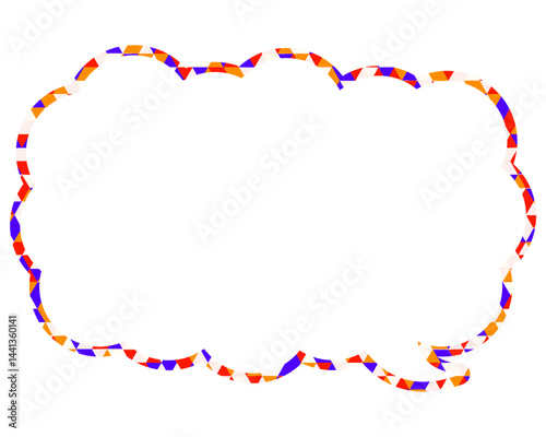 ステンドグラス風吹き出し　三角形模様　細長い雲形