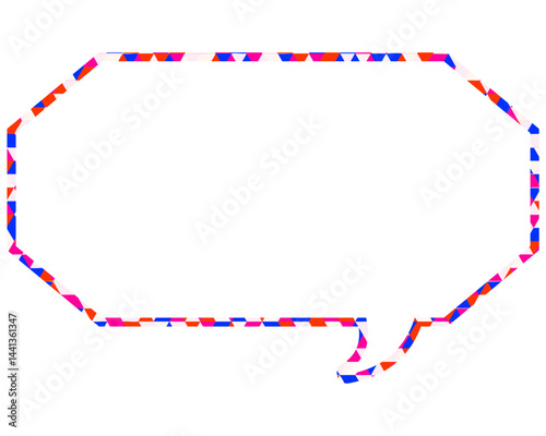 ステンドグラス風吹き出し　三角形模様　細長い八角形