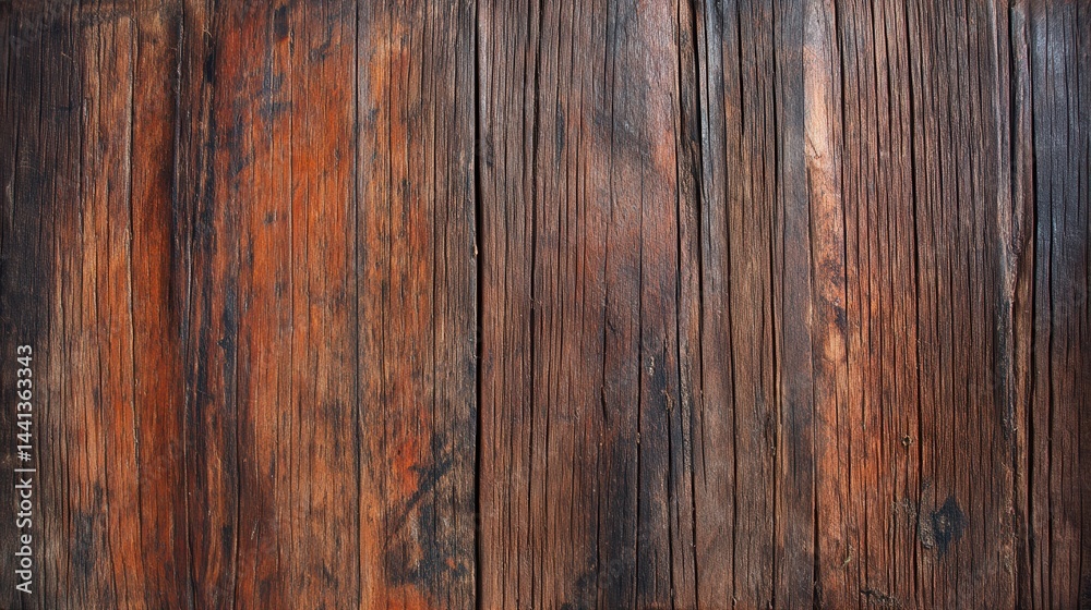 Close-up view of rustic wooden planks displaying rich textures and warm tones in natural light