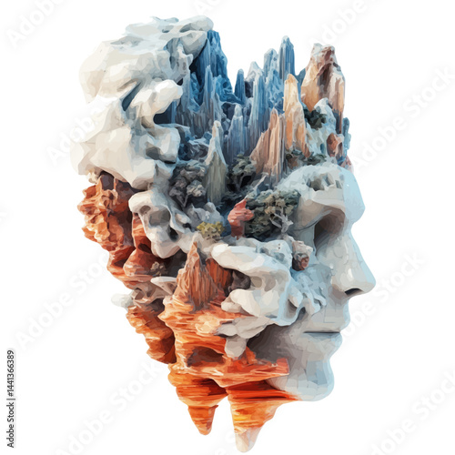 3D Digital Art, watercolor vector, isolated on a white background.