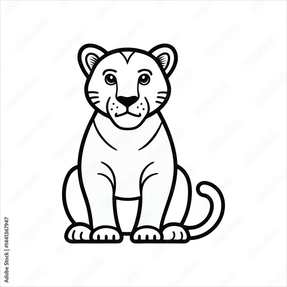 Baby cub sitting outline line vector icon vector illustration Baby cub sitting outline line vector icon vector illustration