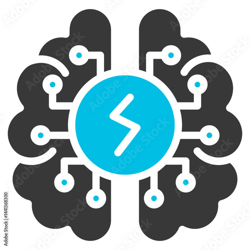 Neural Stimulation Glyph Blue Grey Icon
