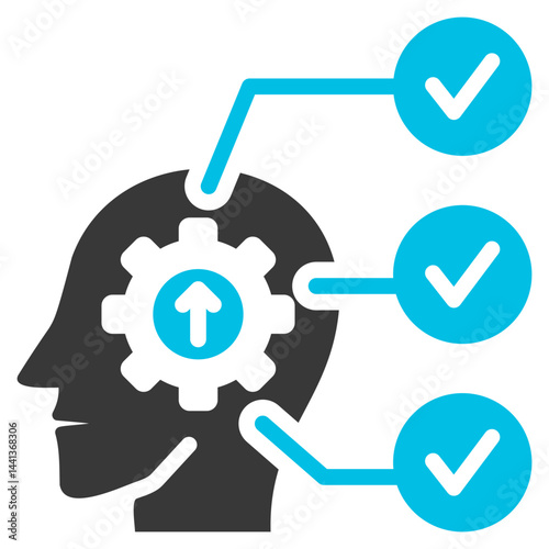 Cognitive Enhancement Glyph Blue Grey Icon