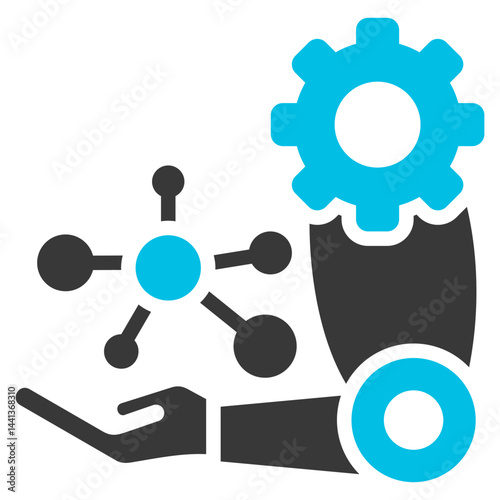 Neural Prosthesis Glyph Blue Grey Icon