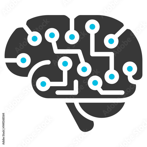 Neural Pathway Glyph Blue Grey Icon