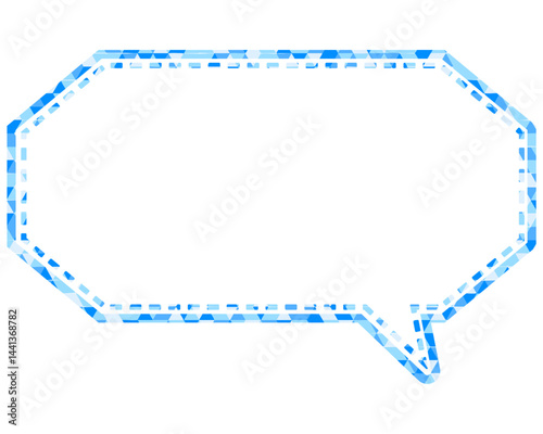 ステンドグラス風吹き出し　三角形模様　細長い八角形