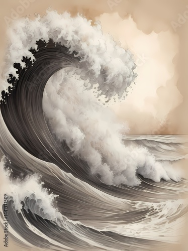 Elegant Sea ​​Waves Abstract Art for Hotel Interiors
